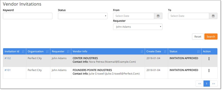 View Vendor Invitations